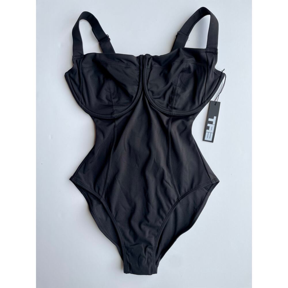 TA3 Lifty One Piece Swimsuit Corset Sculpting Black Size Small Regular/Long JK